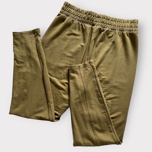 Fabletics Gemma Joggers Medium Green Womens Athleisure Terry Pants Stretch - Picture 5 of 13